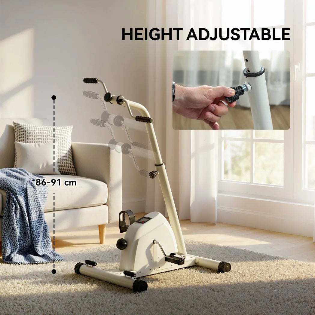 SPORTNOW Seated Pedal Exerciser with Dual Massage, LCD Monitor & Adjustable Height – Home Exercise Bike