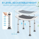 HOMCOM Height Adjustable Shower Chair with Aluminium Frame, Non-Slip Feet and Padded EVA Seat, Grey