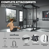 SPORTNOW Cable Crossover Machine with Lat Pull-Down, Pull-Up Station & Barbell Rack – Home Multi Gym