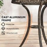 Outsunny 3 Piece Aluminium Bistro Set – Garden Table and 2 Chairs with Floral Cut-Out Design, Brown