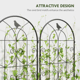 Outsunny Set of 2 Metal Garden Trellis Panels with Bird Motifs, 180 x 50cm – Climbing Plant Support and Privacy Screen