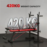 SPORTNOW Adjustable Weight Bench with Squat Rack & Dip Stand – Foldable Home Gym Bench, 420kg Capacity