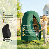 Outsunny Hanging Egg Chair Cover, 190 x 128 cm – Waterproof UV Resistant Oxford Cloth with Zip, Green