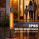 Outsunny 2000 W Electric Infrared Patio Heater with Cover – Free Standing or Wall Mounted, IP65, Black