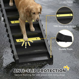 PawHut Folding Dog Car Ramp with 10 Anti-Slip Steps, 154cm – Pet Stairs for Cars, Trucks & High Beds, Black