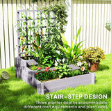 Outsunny 3-Tier Wooden Trellis Planter, 95x95x110cm – Grey