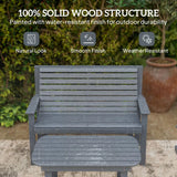Outsunny 4 Piece Wooden Garden Sofa Set – Loveseat, Two Armchairs and Coffee Table, Embossed Solid Wood, Grey