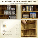 HOMCOM CD and DVD Storage Tower with 6 Adjustable Shelves, Holds 360 CDs – Rustic Brown