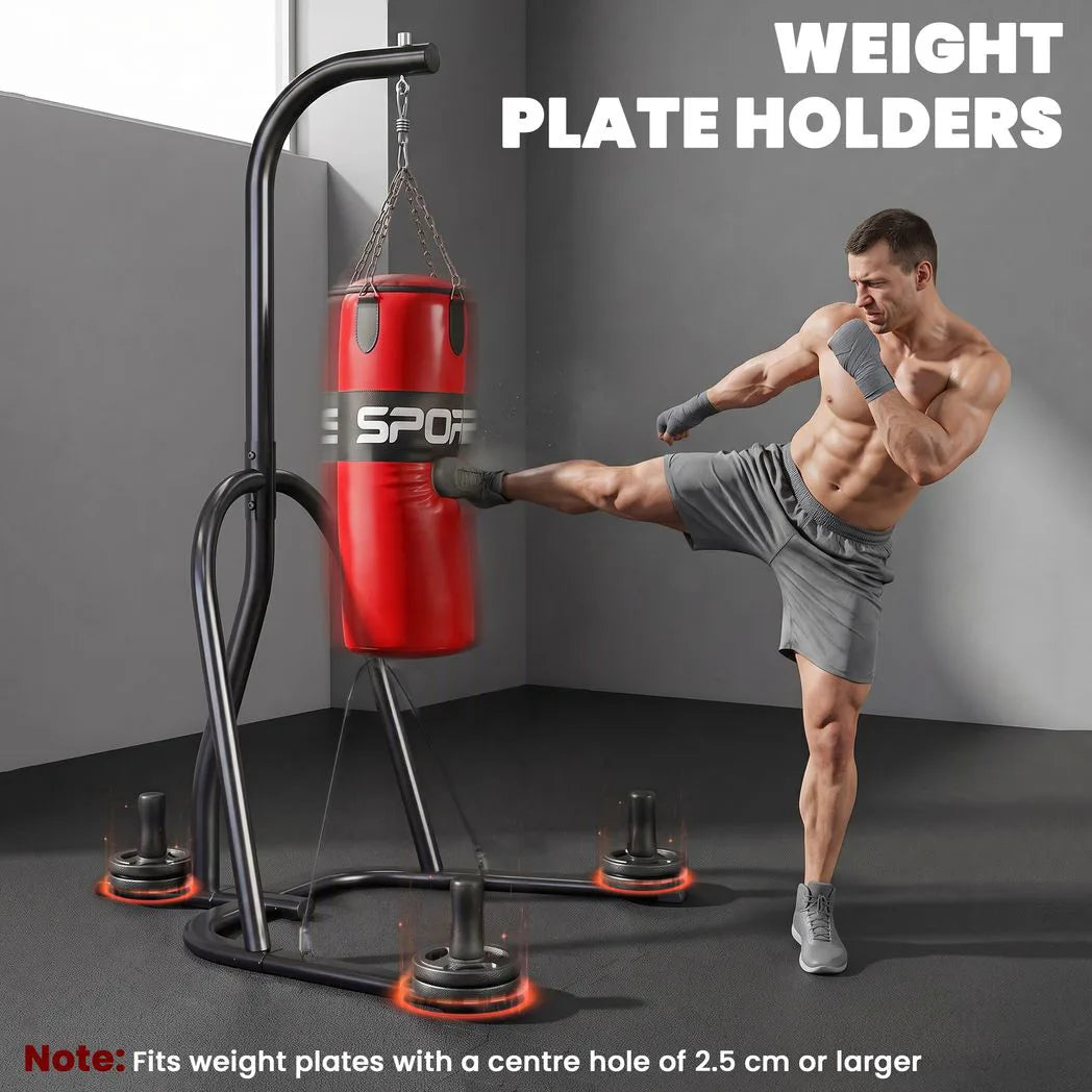SPORTNOW Freestanding Punching Bag with Stand, 20kg Heavy Bag & Weight Plate Holders – Home Boxing Set, Red
