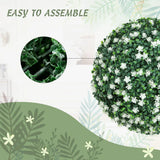HOMCOM Set of Two Artificial Boxwood Balls Plants – White