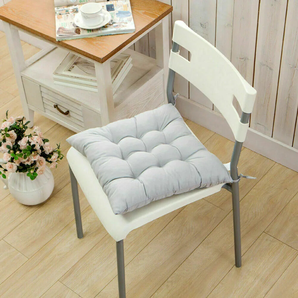 4 Pack Tie-On Seat Pad Cushions for Dining, Garden & Kitchen Chairs – 38 x 38cm, Soft Polyester Fill, Blue