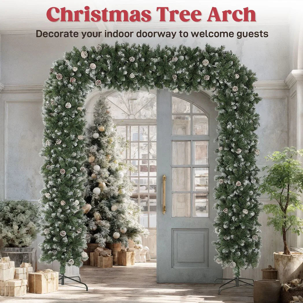 HOMCOM 8.2 ft Snow Frosted Christmas Tree Arch