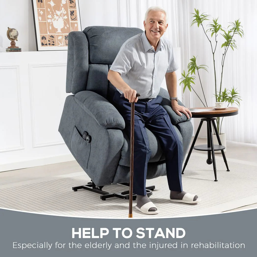 HOMCOM Power Lift Recliner Chair with Vibration Massage, Footrest and Remote – Electric Riser Chair, Grey