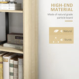 HOMCOM 5-Tier Ladder Bookcase with Anti-Tilt Device – Wooden Display Shelf Unit for Study and Living Room, Oak