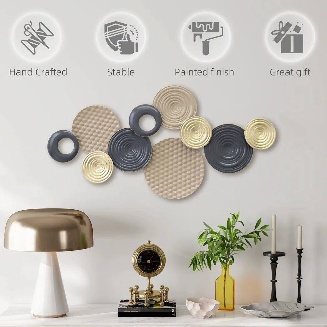 HOMCOM 3D Hand-Painted Metal Wall Art