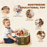 AIYAPLAY 8 in 1 Wooden Activity Cube with Bead Maze, Shape Sorter & Number Games – Montessori Toy, 18 Months+
