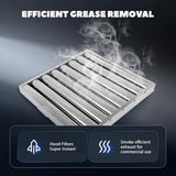 Stainless Steel Grease Baffle Filter with Handles – Catering Kitchen Extraction Hood Canopy, 495 x 495 mm