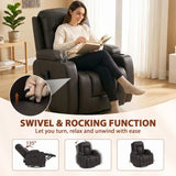 HOMCOM PU Leather Massage Recliner Chair with Heat, Extended Footrest, Cup Holders & Side Pockets – Dark Brown