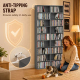 HOMCOM 640 CD Storage Tower with 14 Adjustable Shelves – Tall Narrow DVD and Media Rack, Grey