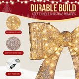 Giant Pre-Lit Outdoor Christmas Bow with 124 Warm White LEDs – Festive Door, Porch & Gate Decoration