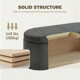 HOMCOM Corduroy Storage Ottoman Bench with Padded Seat and Hidden Storage – Living Room and Bedroom Seating, Dark Grey