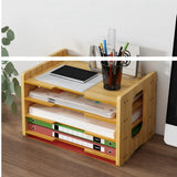 Multi-Layer Wooden Desktop Document Organiser – Office Desk File Storage for Paper and Magazines