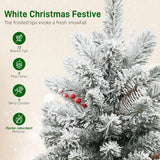 HOMCOM 60 cm Prelit Tabletop Christmas Tree with 35 LEDs and Timer – Snow Flocked Mini Tree, Battery Operated