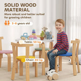 AIYAPLAY 5 Piece Wooden Kids Table and Chairs Set with Rounded Edges – Toddler Furniture for Nursery, Playroom, Classroom, Ages 3-8