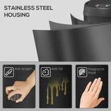 HOMCOM 50L Stainless Steel Sensor Bin with Soft-Close Lid and Bag Ring – Touch-Free Kitchen Bin, Black