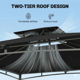 Outsunny 3 x 3 m Garden Gazebo with 2-Tier Roof, Waterproof UPF50 Fabric and Metal Frame – Patio Canopy, Black