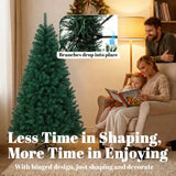 HOMCOM 5ft Hinged Artificial Fir Christmas Tree with 420 Branch Tips and Foldable Steel Stand, Green