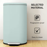 HOMCOM 30L Pedal Kitchen Bin with Soft-Close Lid & Removable Bucket – Curved Modern Design, Green