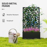 Outsunny Outdoor Metal Planter, with Back Trellis – Black