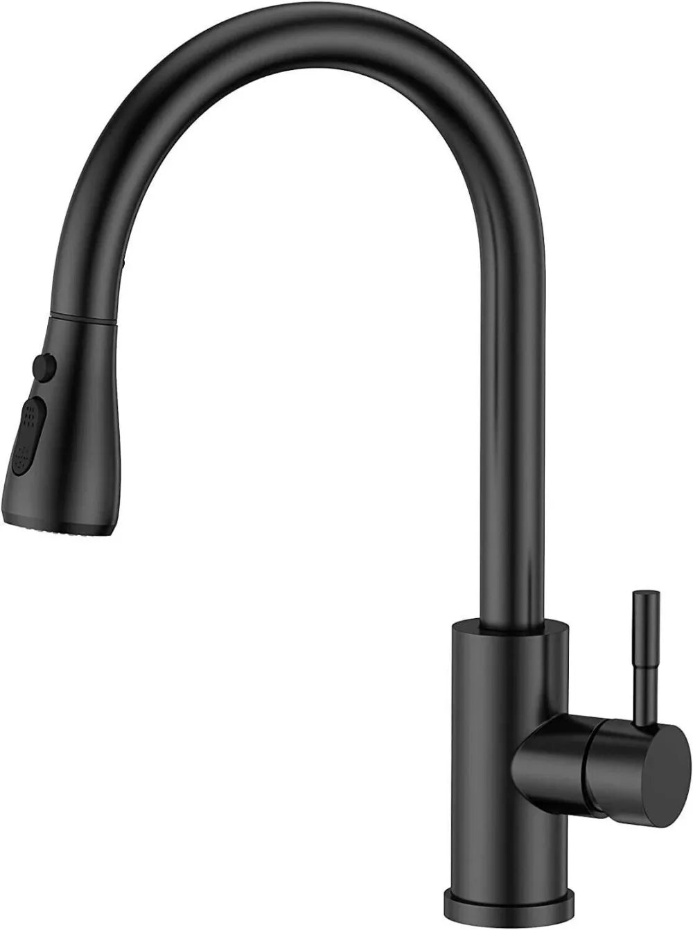 Modern Black Kitchen Sink Mixer Tap with Pull-Out Spray, 360-Degree Swivel and Single Lever – Brass Mono Tap