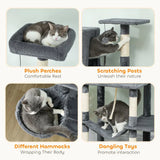 PawHut 202cm Large Cat Tree with 6 Scratching Posts, 2 Hammocks, 2 Condos – Indoor Cat Tower