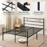 HOMCOM 4ft6 Double Metal Bed Frame with Diamond Headboard and Footboard – Platform Bed, Black
