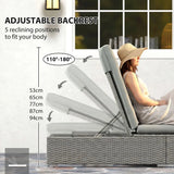Outsunny Rattan Sun Lounger with Cushion – Five-Position Reclining Garden Lounger Bed, Light Grey