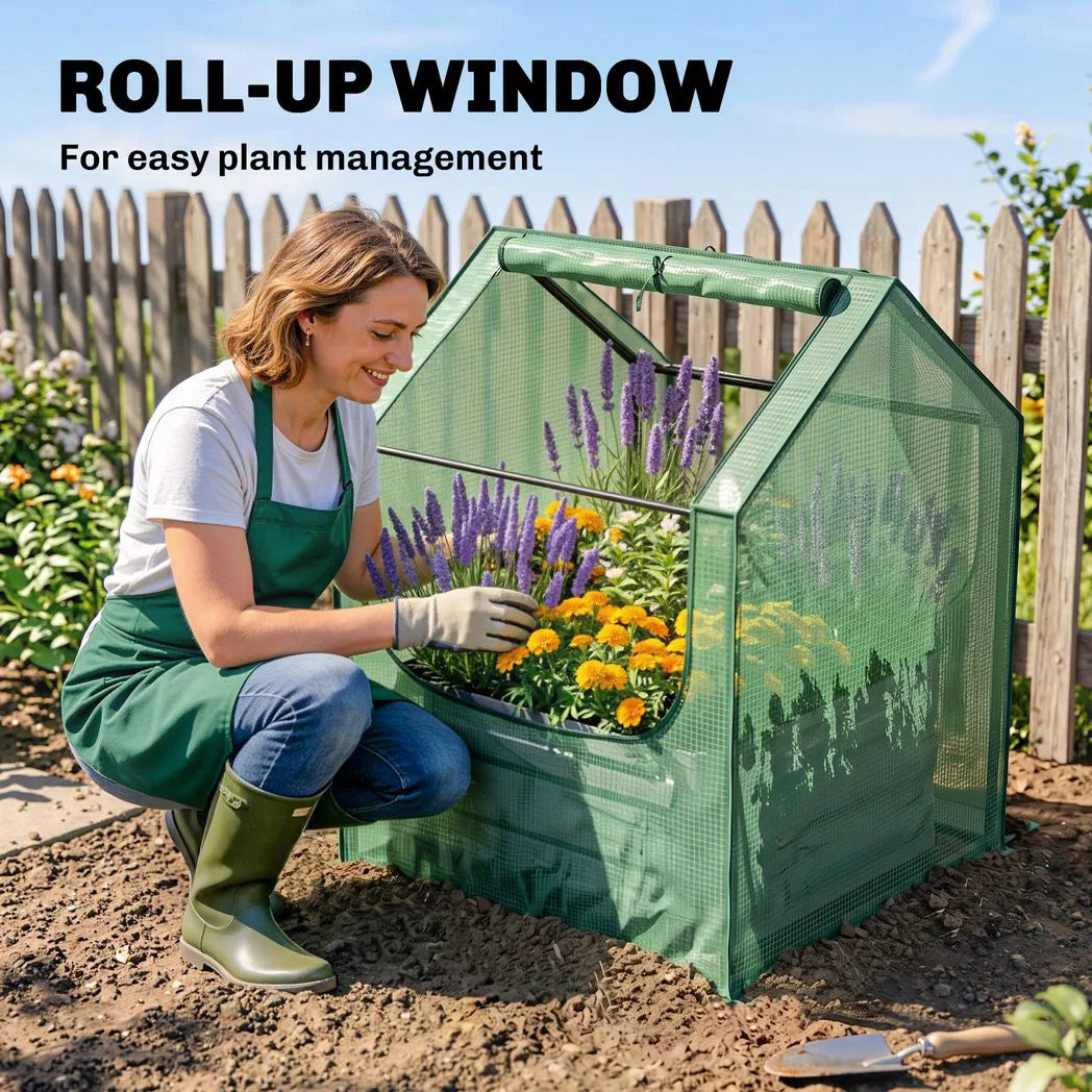 Outsunny 61 x 61cm Garden Planter Bed, with Cover – Green and Silver