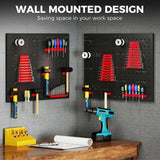 HOMCOM 38-Piece Wall-Mounted Pegboard Set with 4 Steel Boards – Garage Tool Storage Organiser, Black and Red