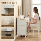 HOMCOM Dressing Table with LED Mirror and 10 Fabric Drawers – Makeup Vanity with Adjustable Lighting, White