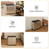 HOMCOM 8L Hanging Kitchen Bin with Lid – Stainless Steel Rubbish Bin with Removable Bucket for Under Sink