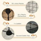 PawHut Small Animal Playpen with Door – Metal Mesh Cage for Guinea Pigs and Rabbits, 175cm, Black
