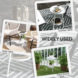 Outsunny Two-Tier Metal Garden Table with Tray-Style Tops – Compact Bistro and Balcony Side Table, White