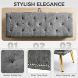 HOMCOM Chenille Storage Ottoman Bench with Padded Seat and Metal Legs, 114 x 41 x 45cm – End of Bed Seat, Grey