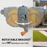 DURHAND 10m Wall-Mounted Auto-Rewind Garden Hose Reel with 7-Pattern Spray Nozzle, Orange