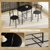 HOMCOM Three-Piece Compact Dining Set with Table and 2 Chairs – Space-Saving Kitchen Breakfast Bar Set, Black