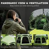 Outsunny 3–4 Person Pop Up Tent, 3000mm Waterproof with 2 Doors & 4 Windows – Instant Camping Tent, Green