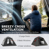 Outsunny 2-Person Camping Tent with 3000mm Waterproof Rating, 2 Doors & Mesh Windows – Dark Grey and Red