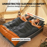 Outsunny Double Sleeping Bag with 2 Pillows – 220 x 160 cm Extra-Large Camping Bag for Adults, Grey and Orange