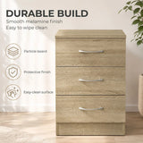 HOMCOM Three-Drawer Bedside Table with Non-Slip Feet – Simple Oak-Effect Bedroom Nightstand